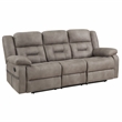 Pemberly Row Polyester Manual Reclining Sofa with Dropdown Console in Brown