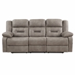 Pemberly Row Polyester Manual Reclining Sofa with Dropdown Console in Brown
