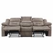 Pemberly Row Polyester Manual Reclining Sofa with Dropdown Console in Brown