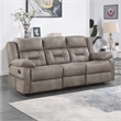 Pemberly Row Polyester Manual Reclining Sofa with Dropdown Console in Brown