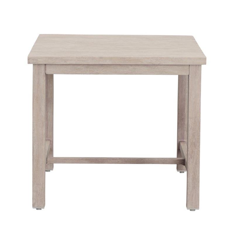 Pemberly Row Powder-Coated Aluminum End Table in White Washed