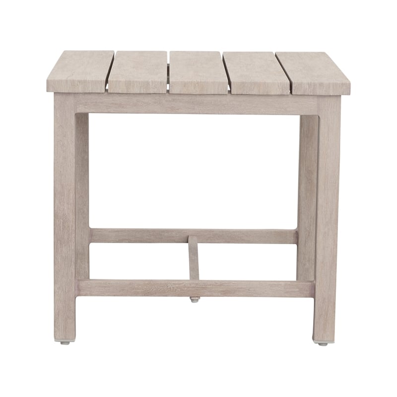 Pemberly Row Powder-Coated Aluminum End Table in White Washed