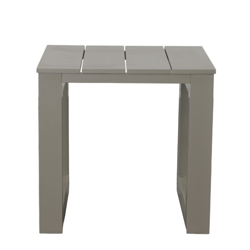 Pemberly Row Contemporary Patio Square Aluminum End Table in Gray