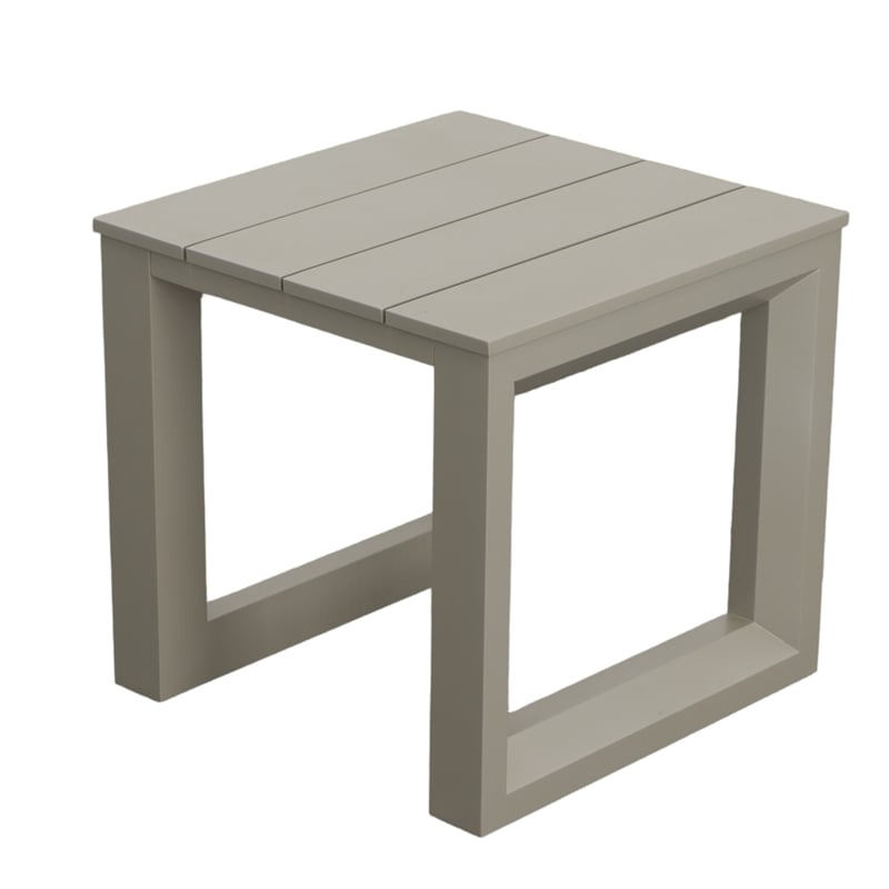 Pemberly Row Contemporary Patio Square Aluminum End Table in Gray