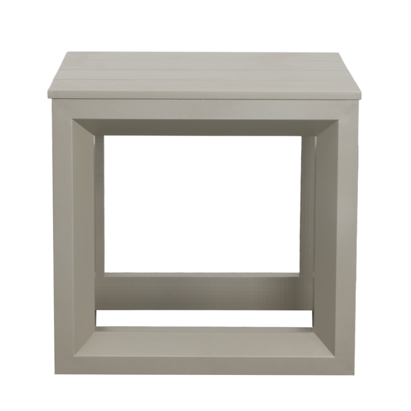 Pemberly Row Contemporary Patio Square Aluminum End Table in Gray