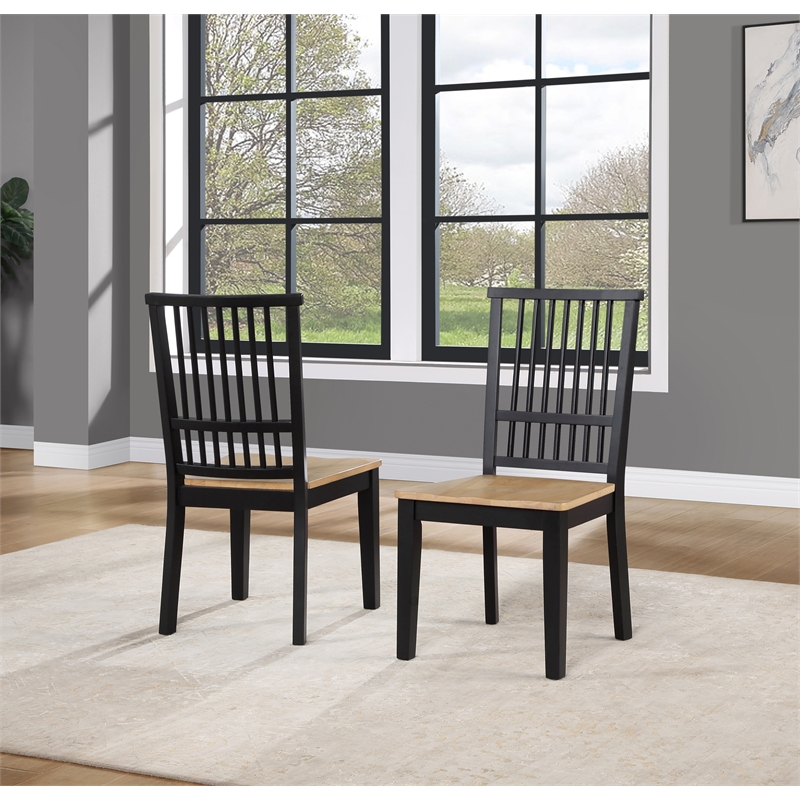 Pemberly Row Engineered Wood Dining Side Chair in Black (Set of 2)