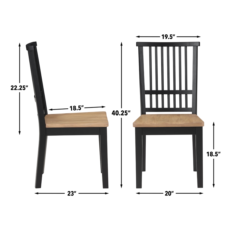 Pemberly Row Engineered Wood Dining Side Chair in Black (Set of 2)