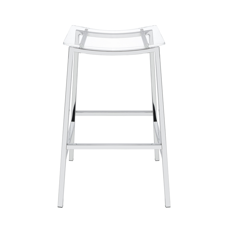 Pemberly Row Backless Bar Stool with Acrylic Seat in Clear (Set of 2)