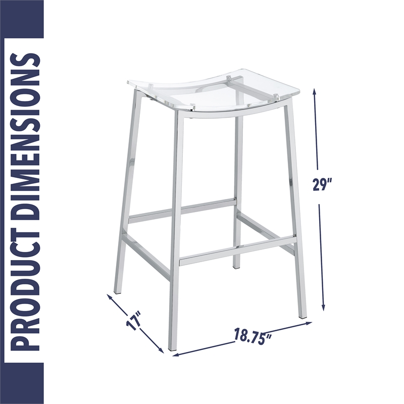 Pemberly Row Backless Bar Stool with Acrylic Seat in Clear (Set of 2)