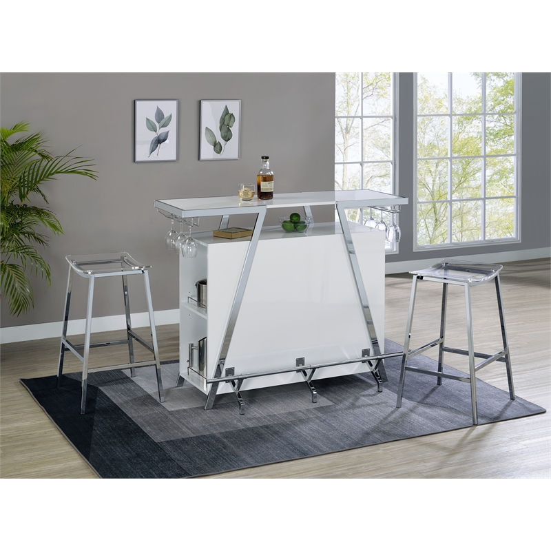 Pemberly Row Backless Bar Stool with Acrylic Seat in Clear (Set of 2)