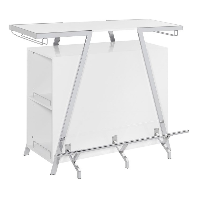 Pemberly Row Engineered Wood Bar Table with LED lights in White