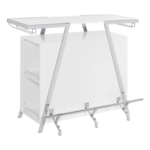 Pemberly Row Engineered Wood Bar Table with LED lights in White