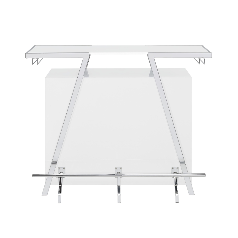 Pemberly Row Engineered Wood Bar Table with LED lights in White