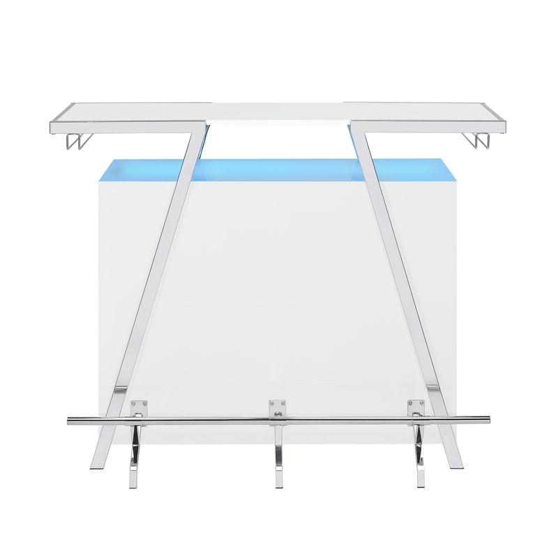 Pemberly Row Engineered Wood Bar Table with LED lights in White