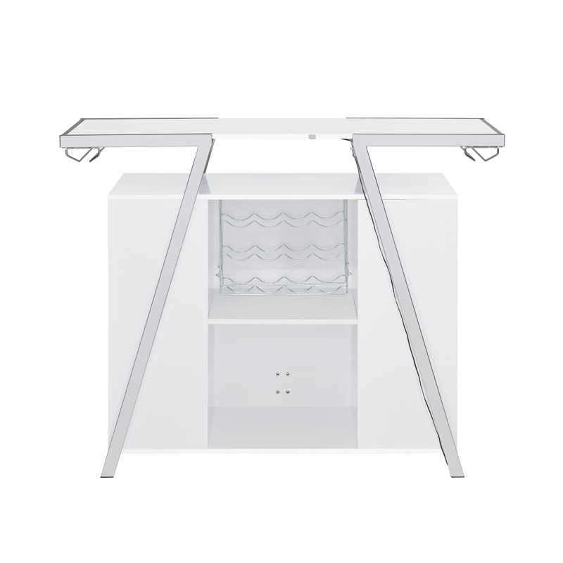 Pemberly Row Engineered Wood Bar Table with LED lights in White