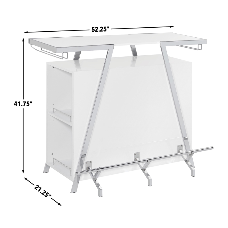 Pemberly Row Engineered Wood Bar Table with LED lights in White