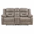Pemberly Row Polyester Upholstered Manual Console Loveseat in Brown