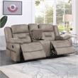 Pemberly Row Polyester Upholstered Manual Console Loveseat in Brown