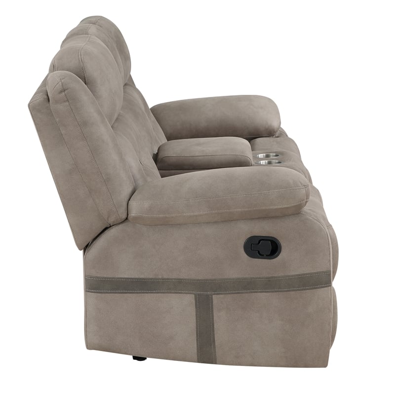 Pemberly Row Polyester Upholstered Manual Console Loveseat in Brown