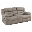 Pemberly Row Polyester Upholstered Manual Console Loveseat in Brown