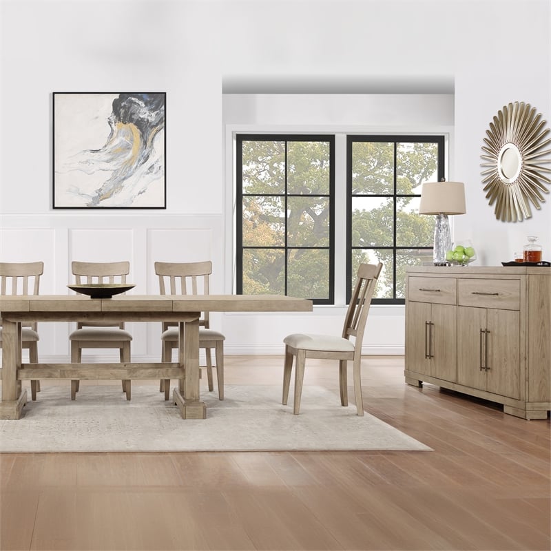 Pemberly Row Contemporary Engineered Wood Dining Table in Brown