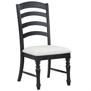 Pemberly Row Polyester Upholstered Side Chair Black in Black (Set of 2)