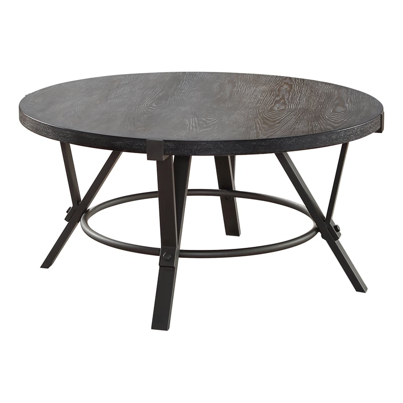 Pemberly Row Iron Farmhouse / Country Cocktail Table in Gray