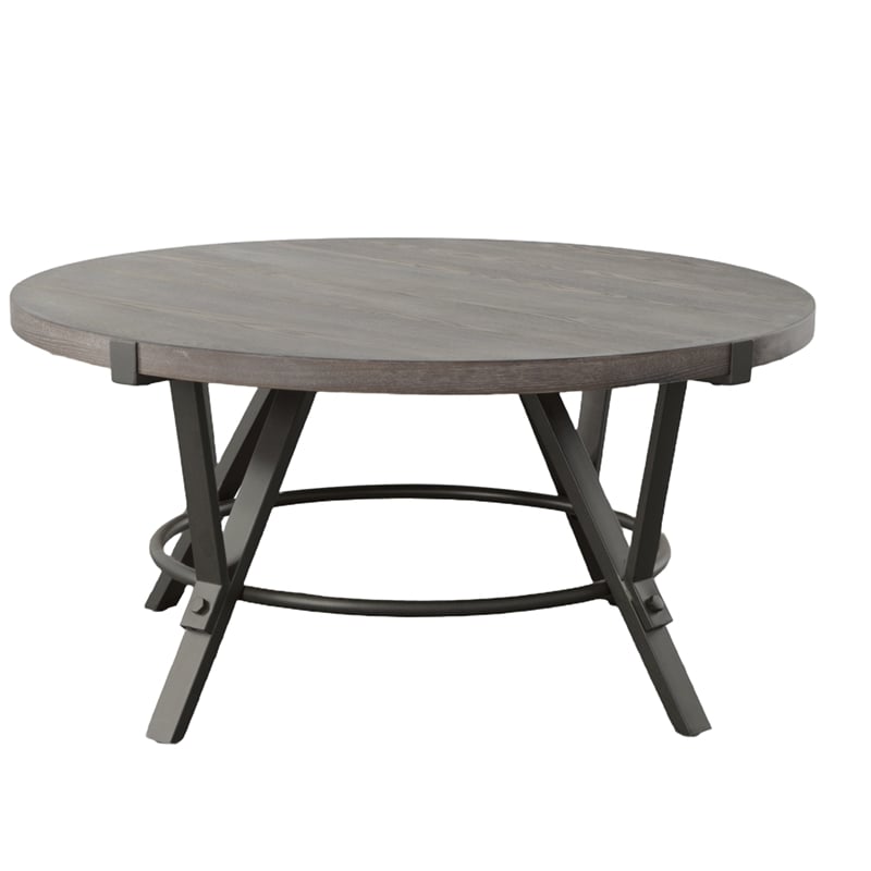 Pemberly Row Iron Farmhouse / Country Cocktail Table in Gray