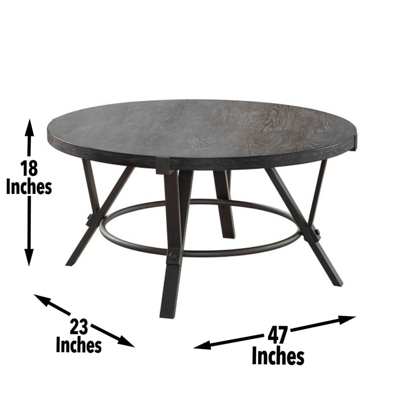 Pemberly Row Iron Farmhouse / Country Cocktail Table in Gray