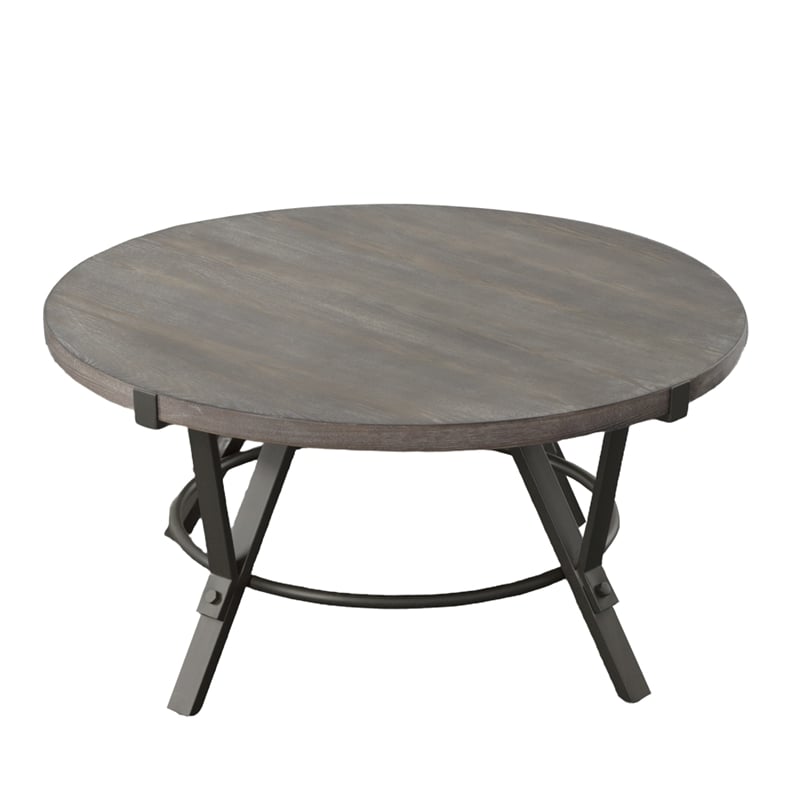 Pemberly Row Iron Farmhouse / Country Cocktail Table in Gray