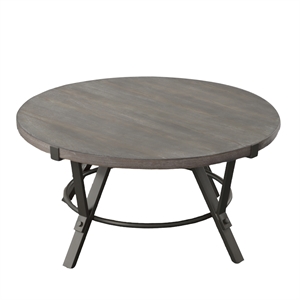 Pemberly Row Iron Farmhouse / Country Cocktail Table in Gray