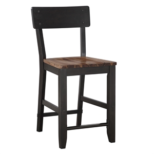 Pemberly Row Rubberwood/Iron Counter Chair in Black (Set of 2)