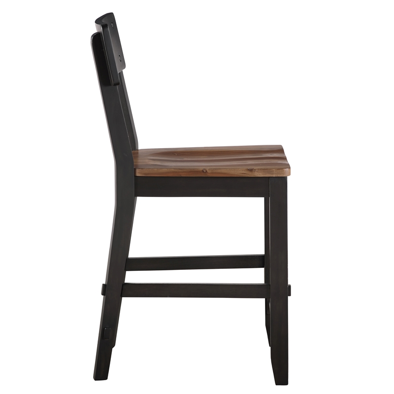 Pemberly Row Rubberwood/Iron Counter Chair in Black (Set of 2)