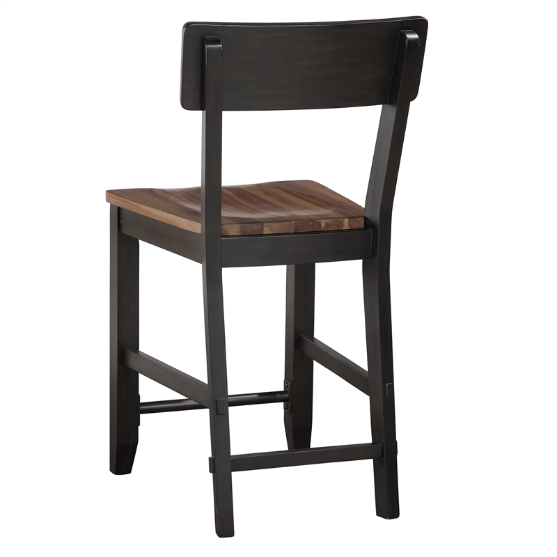Pemberly Row Rubberwood/Iron Counter Chair in Black (Set of 2)