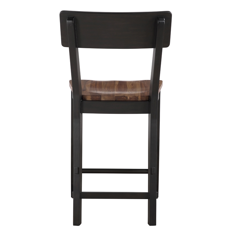 Pemberly Row Rubberwood/Iron Counter Chair in Black (Set of 2)