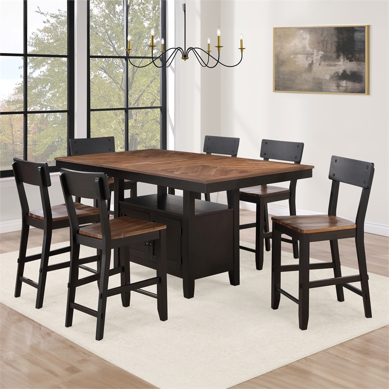Pemberly Row Rubberwood/Iron Counter Chair in Black (Set of 2)