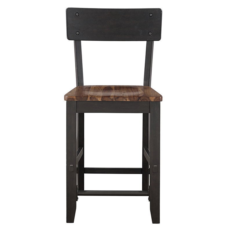 Pemberly Row Rubberwood/Iron Counter Chair in Black (Set of 2)