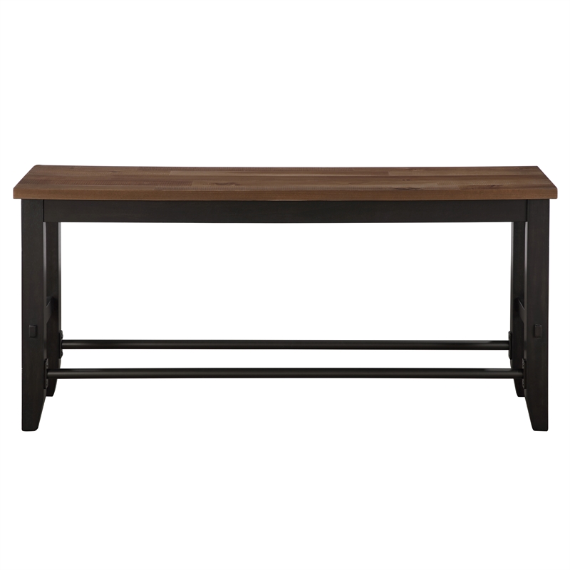 Pemberly Row Contemporary Rubberwood and Iron Counter Bench in Black