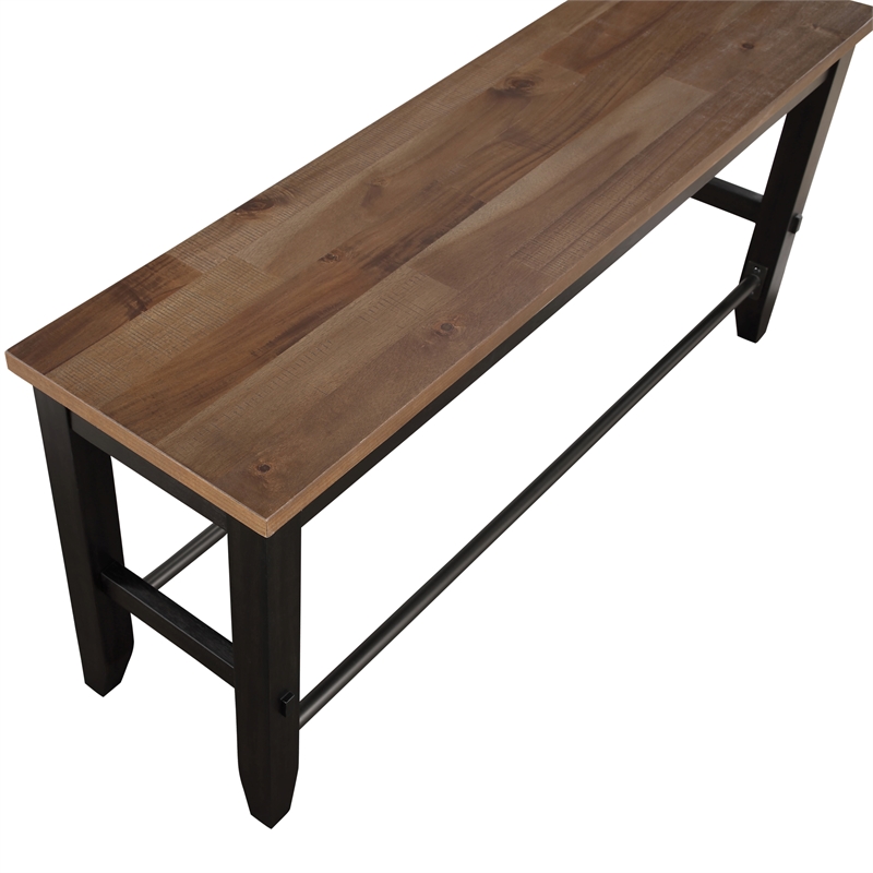 Pemberly Row Contemporary Rubberwood and Iron Counter Bench in Black
