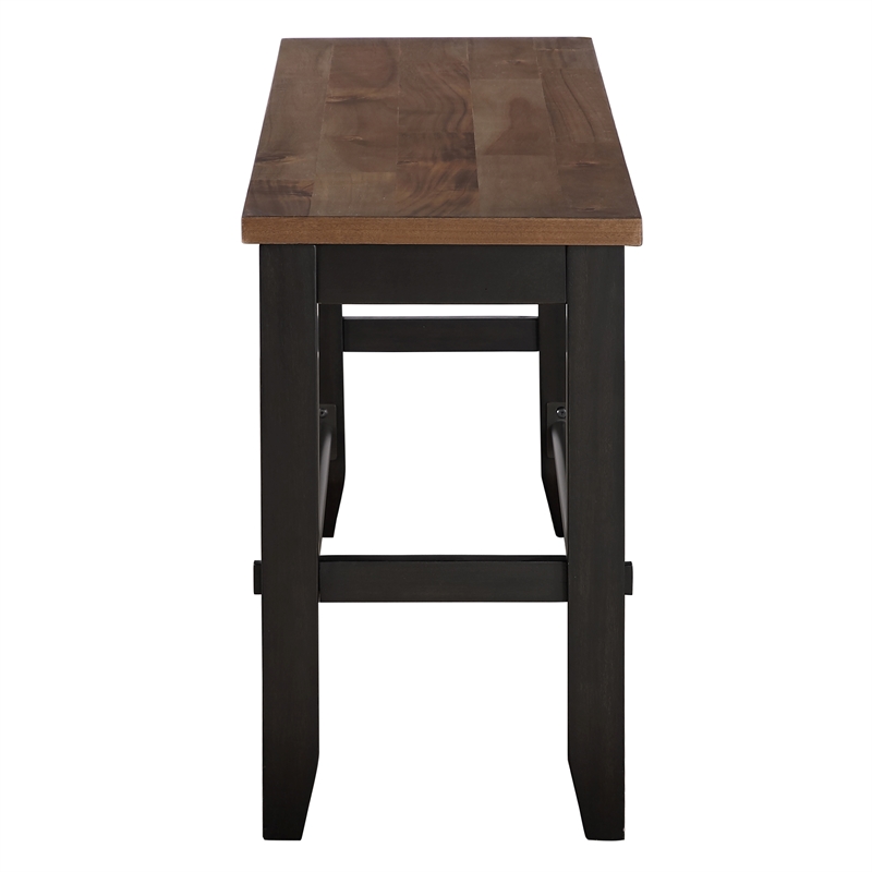 Pemberly Row Contemporary Rubberwood and Iron Counter Bench in Black