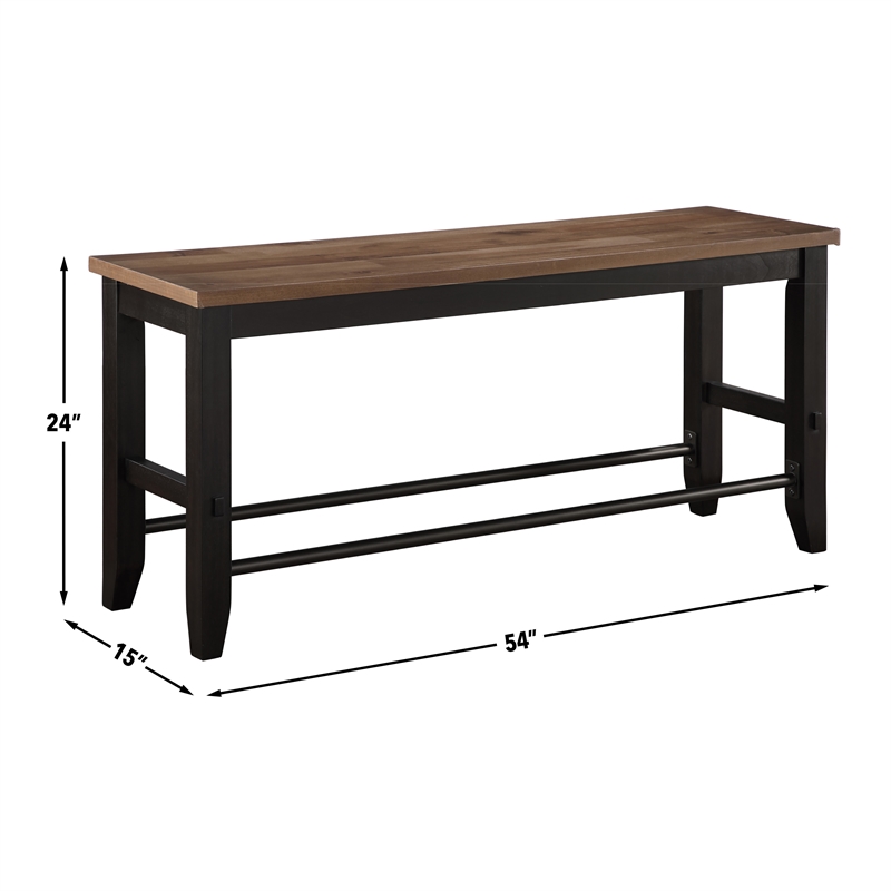 Pemberly Row Contemporary Rubberwood and Iron Counter Bench in Black
