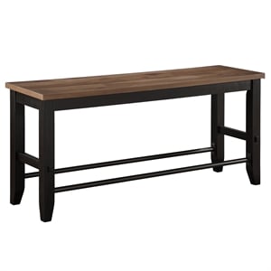 Pemberly Row Contemporary Rubberwood and Iron Counter Bench in Black
