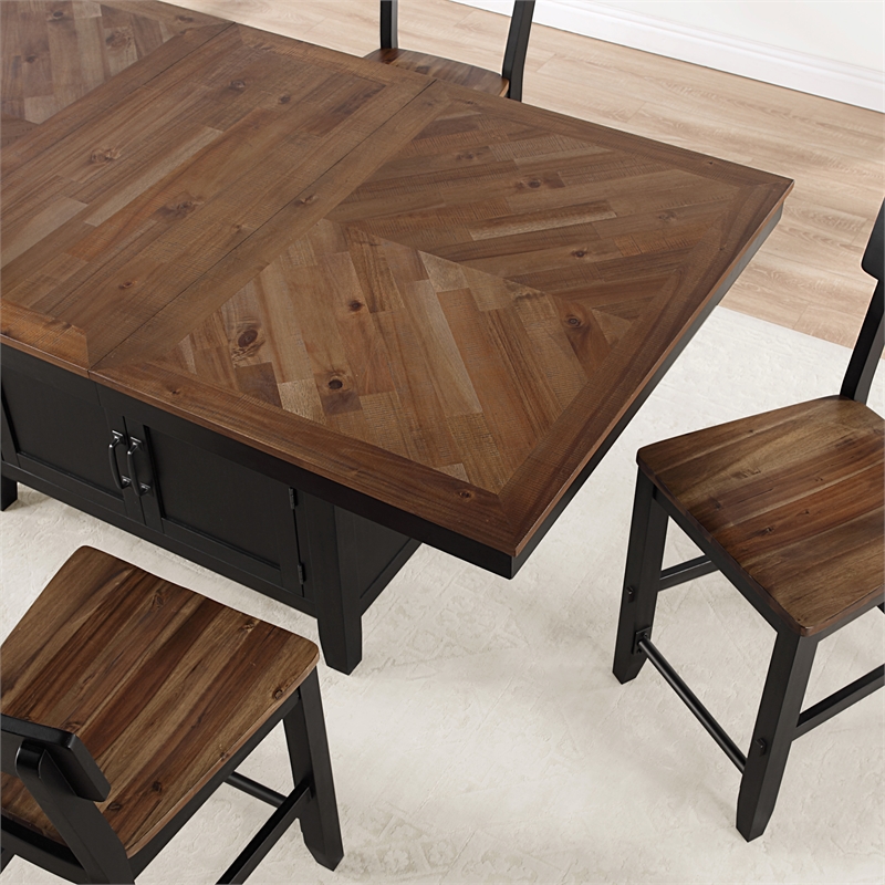 Pemberly Row Contemporary Engineered Wood Counter Table in Black