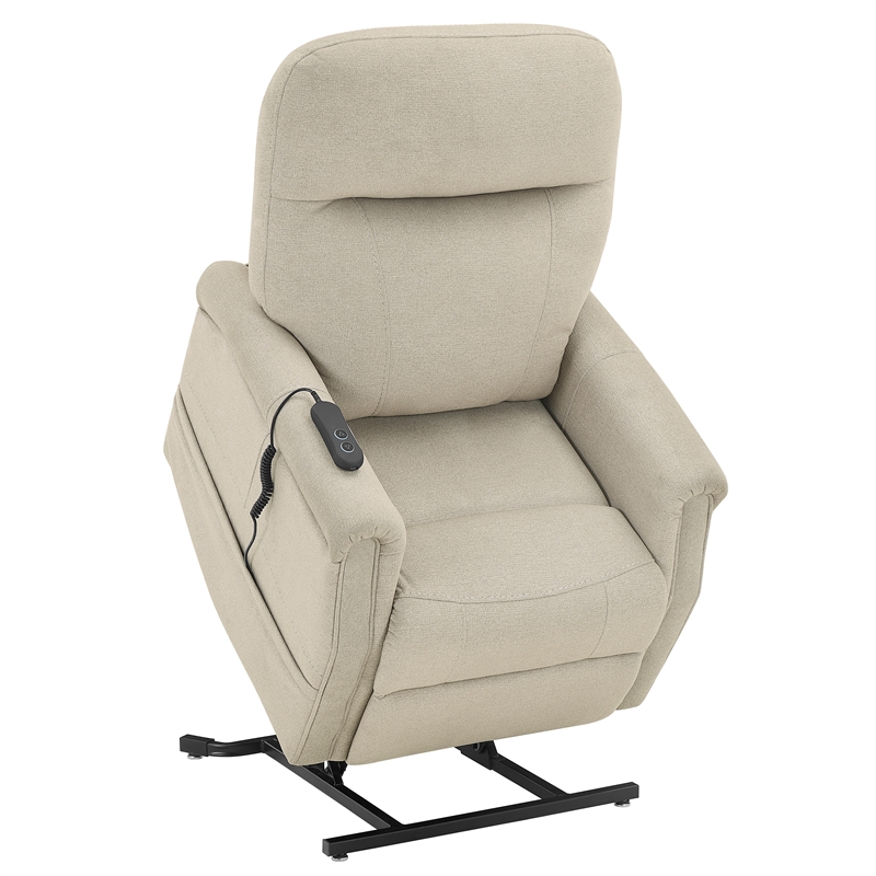 Pemberly Row Traditional Polyester Upholstered Single Motor Lift in Tan