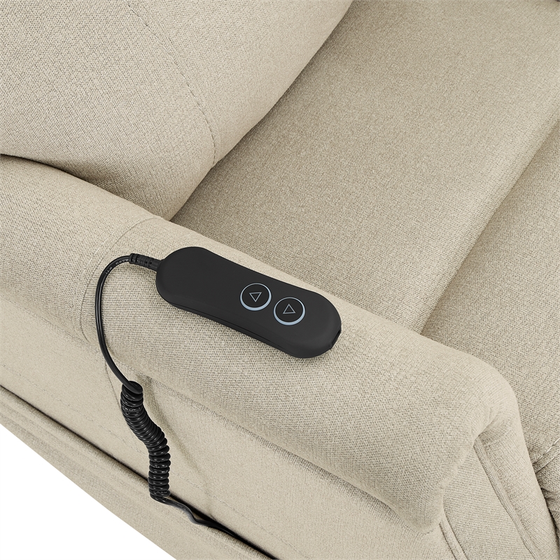 Pemberly Row Traditional Polyester Upholstered Single Motor Lift in Tan