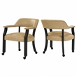 Pemberly Row Faux Leather Dining Arm Chair with Caster in Black