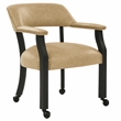 Pemberly Row Faux Leather Dining Arm Chair with Caster in Black