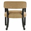 Pemberly Row Faux Leather Dining Arm Chair with Caster in Black