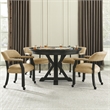Pemberly Row Faux Leather Dining Arm Chair with Caster in Black