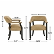 Pemberly Row Faux Leather Dining Arm Chair with Caster in Black